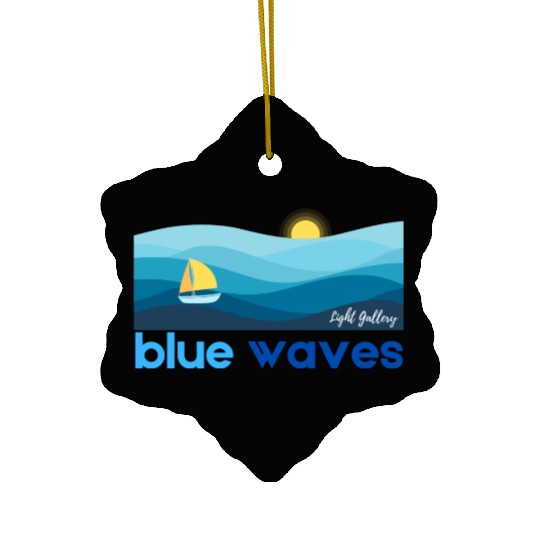 Blue waves Ceramic Ornaments
