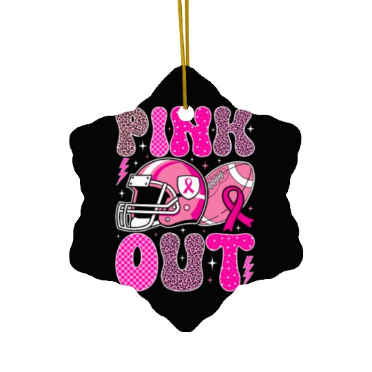 Pink Out Breast Cancer Football Mom Girls Women Ceramic Ornaments