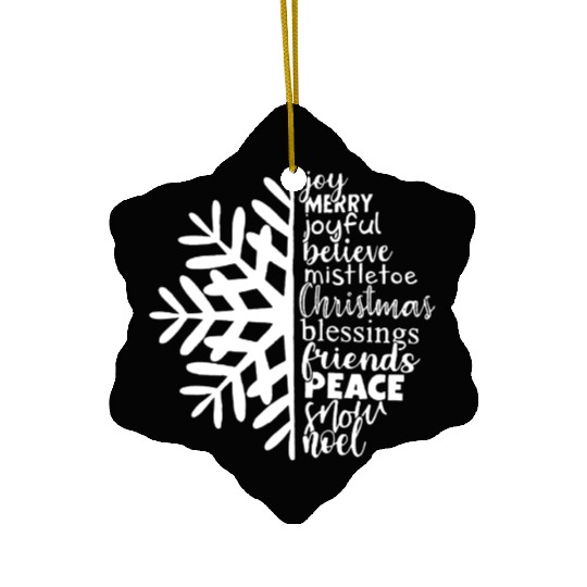 Christmas Snowflake with Joyful Words Ceramic Ornaments