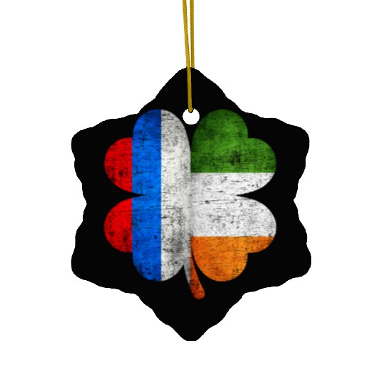 Russian Irish Shamrock Russia Ireland Flag Ceramic Ornaments