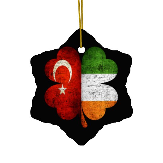 Turkish Irish Shamrock Turkey Ireland Flag Ceramic Ornaments
