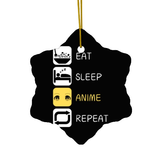 Eat Sleep Anime Repeat Japanese Culture Ceramic Ornaments