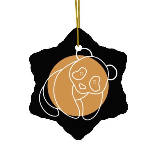 Lineart Panda Bear Ailuropoda Melanoleuca Friend Ceramic Ornaments