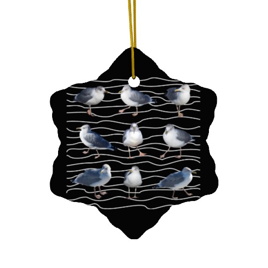 seagull sea ocean sailing coast Ceramic Ornaments