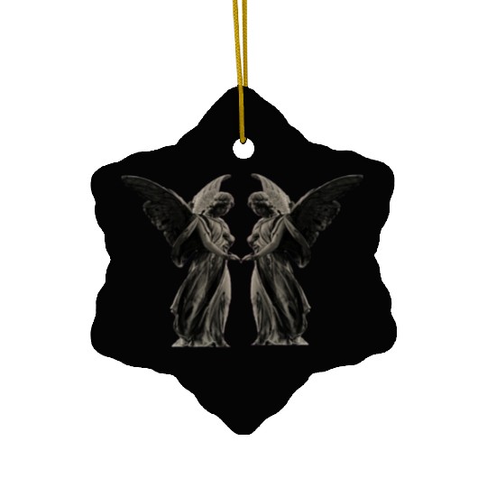 Angel Embrace Velveteent Ceramic Ornaments