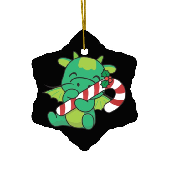 Dragon Christmas Candy Cane Cute Dragon Ceramic Ornaments
