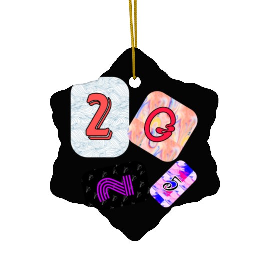 Creative Typography Art with Abstract Backgrounds Ceramic Ornaments