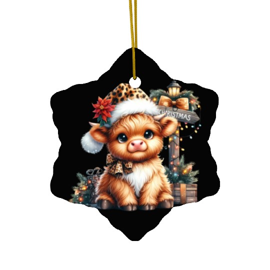 Christmas Merry Christmas For Gift Highland Cow Ceramic Ornaments