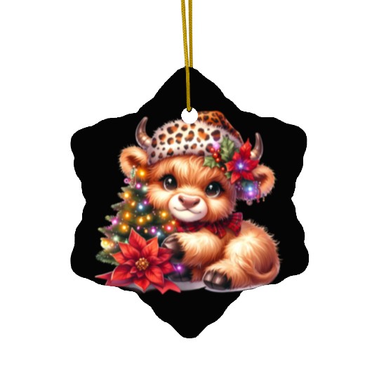 Christmas Merry Christmas For Gift Highland Cow Ceramic Ornaments