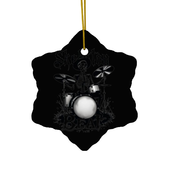 Skeleton Beat: Funny Cowboy Skeleton Playing Drums Ceramic Ornaments