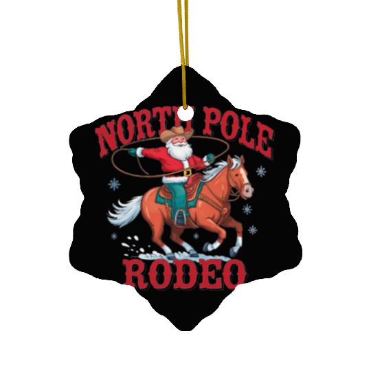 Cowboy Santa Horseback Santa Claus Horse Christmas Ceramic Ornaments