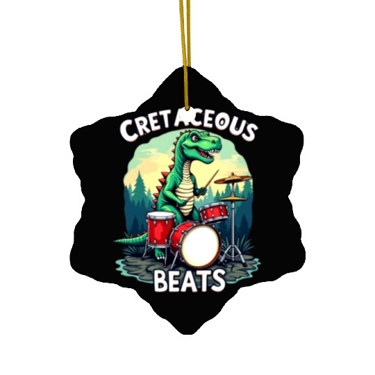 Cretaceous Beats: Funny Dinosaur Graphic Ceramic Ornaments
