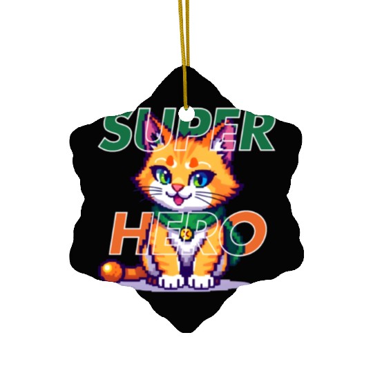 SUPER HERO CAT Ceramic Ornaments