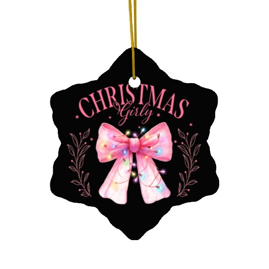 Pink Christmas Girly, Merry Christmas Ceramic Ornaments