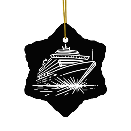 Minimalistic Vector Cruise Ship path6 Ceramic Ornaments