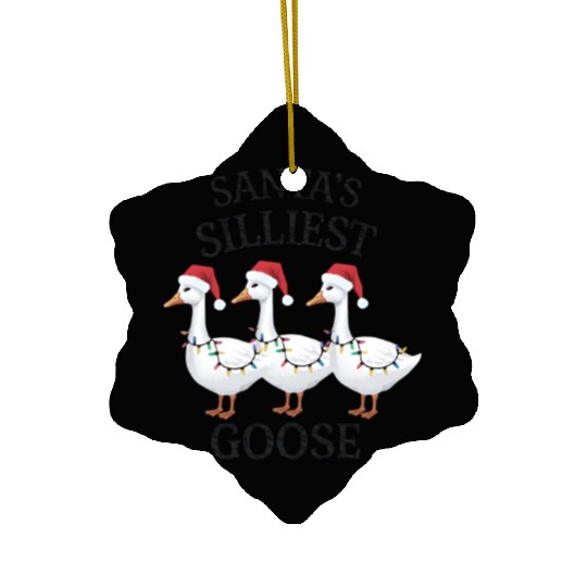 Santa's Silliest Goose Christmas Ceramic Ornaments