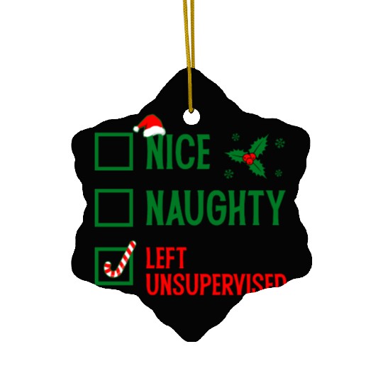 Left Unsupervised Christmas Checklist Ceramic Ornaments