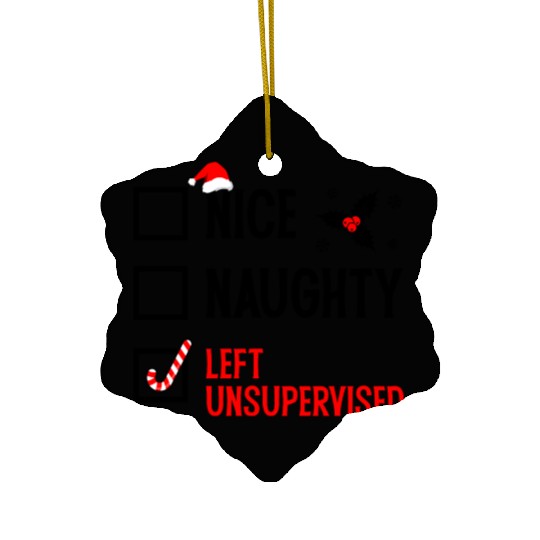 Left Unsupervised Christmas Checklist Ceramic Ornaments