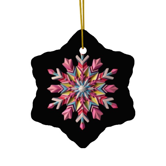snowflake in bright candy colors-Abstract style Ceramic Ornaments