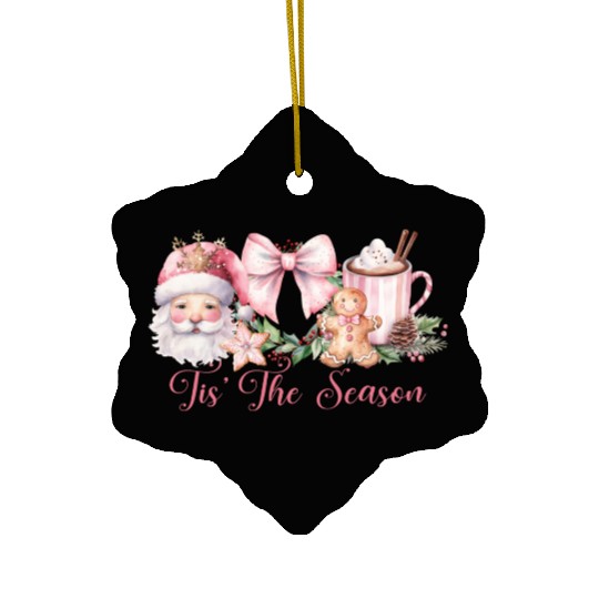 Pink Tis The Season Set Pink Ceramic Ornaments