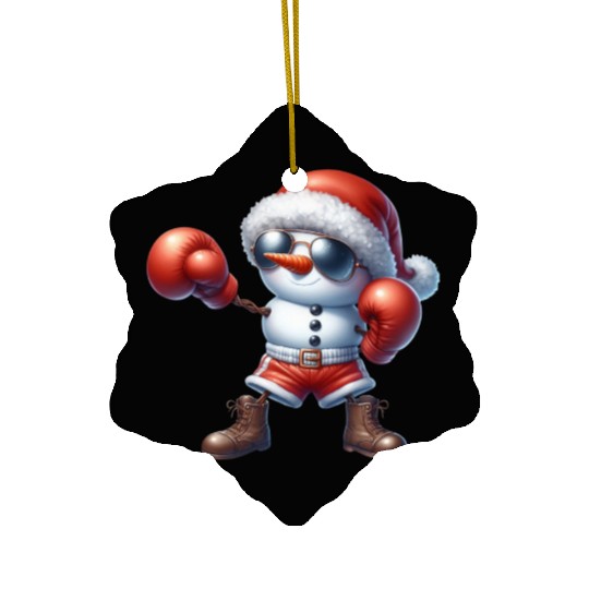 Snowman Boxing – Christmas Sport Lover Fun Ceramic Ornaments