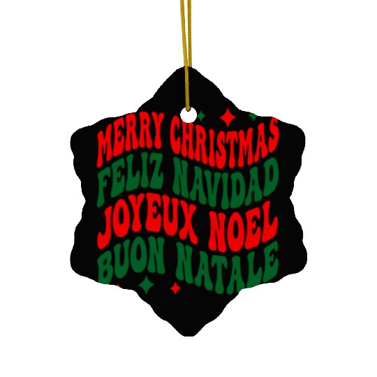 Merry christmas feliz navidad joyeux noel Ceramic Ornaments