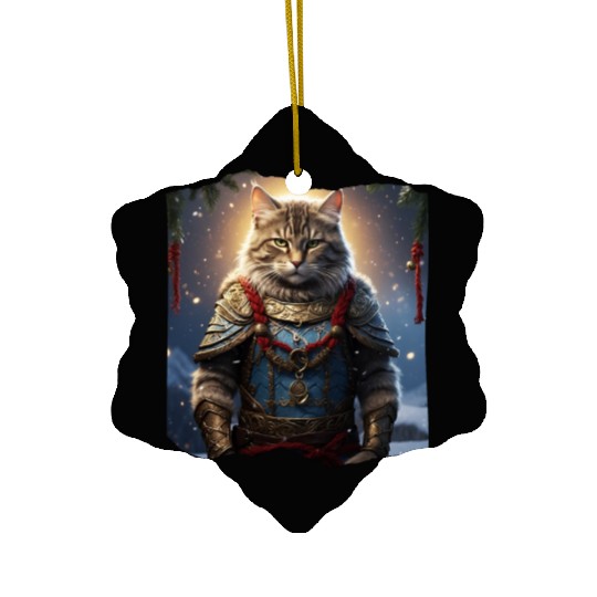 Christmas Viking cat Ceramic Ornaments
