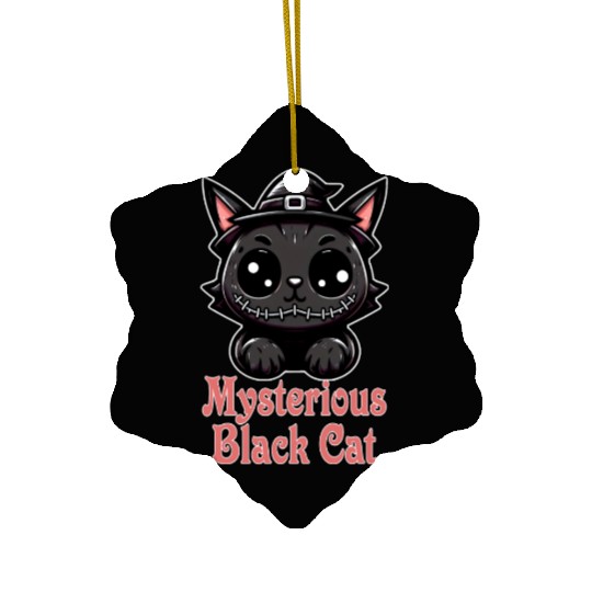 Black Cat Charm and Mystique Ceramic Ornaments
