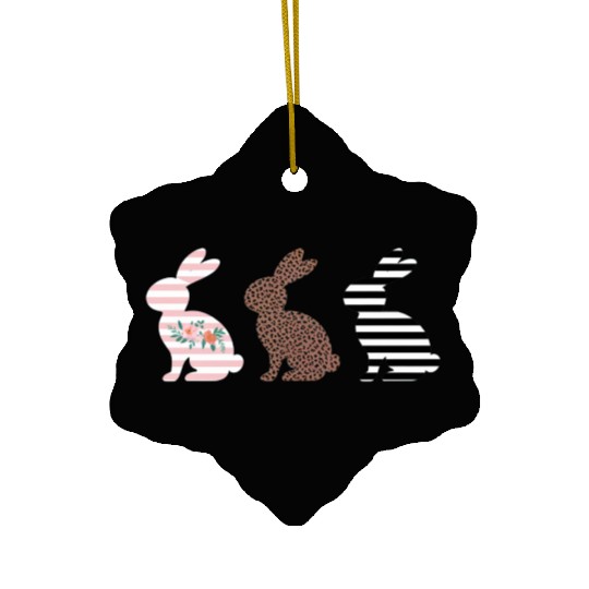 Happy Easter Cute Easter Leopard Bunny Rabbit Ceramic Ornaments