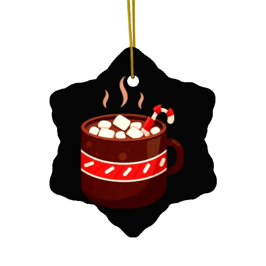 Cozy Hot Chocolate Mug Design Ceramic Ornaments