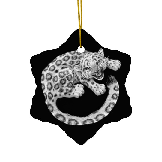 Snow Leopard Cub Ceramic Ornaments
