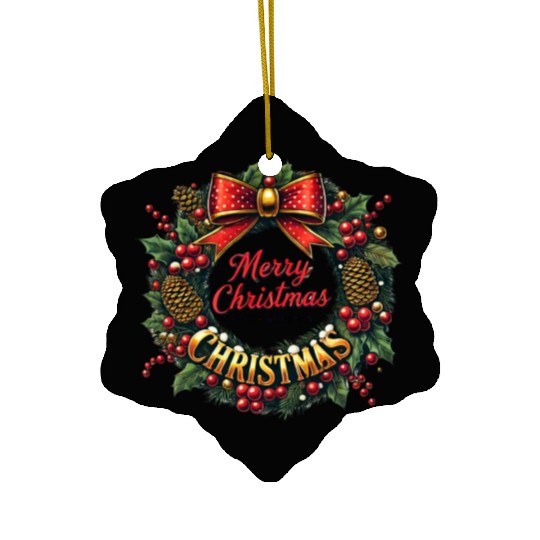 1950s Christmas Wreath - Vintage Holiday Cheer Ceramic Ornaments