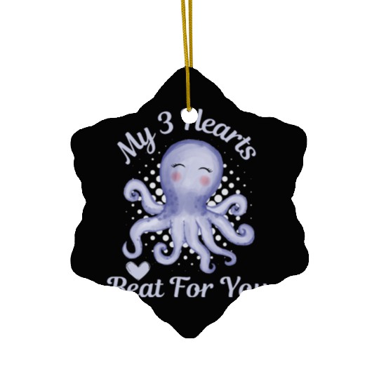 Octopus Valentine s Day Gift My 3 Hearts Beat for Ceramic Ornaments