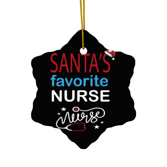 Christmas SANTA'S FAVORITE NURSE Ceramic Ornaments