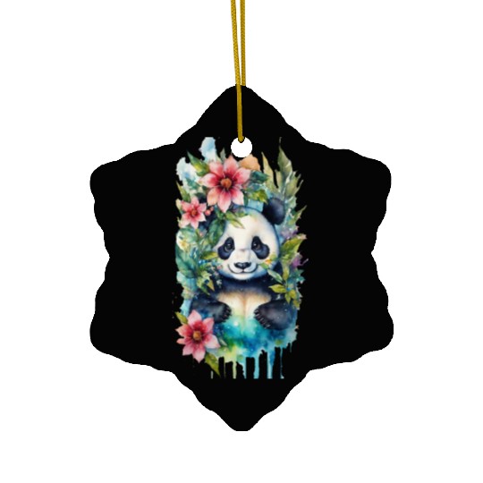 plexiglass of panda swimming Ceramic Ornaments