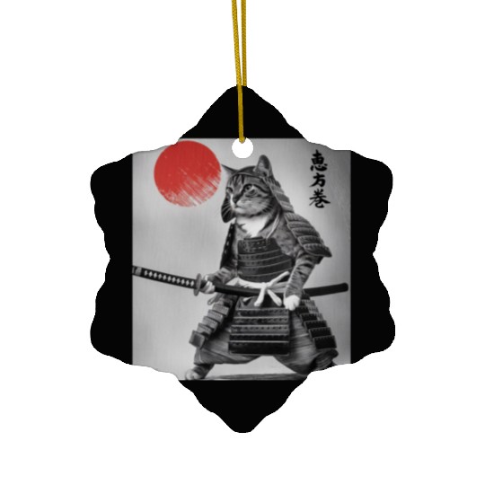 Kawaii Japanese Samurai Cat Vintage Japanese Cat Ceramic Ornaments