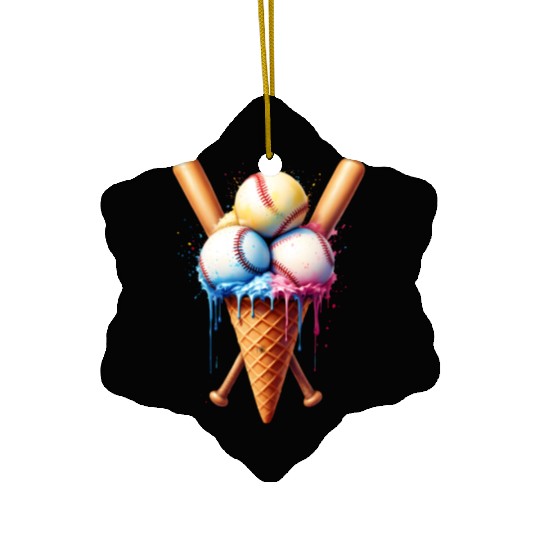 Baseball Ice Cream Ceramic Ornaments