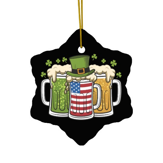Irish Beer Ireland USA American Flag St Patrick's Ceramic Ornaments