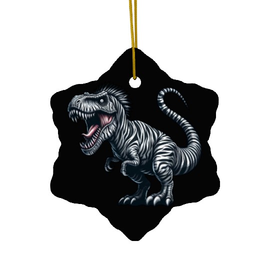 Dino Zebra Fusion Fantasy Creature Quirky Ceramic Ornaments