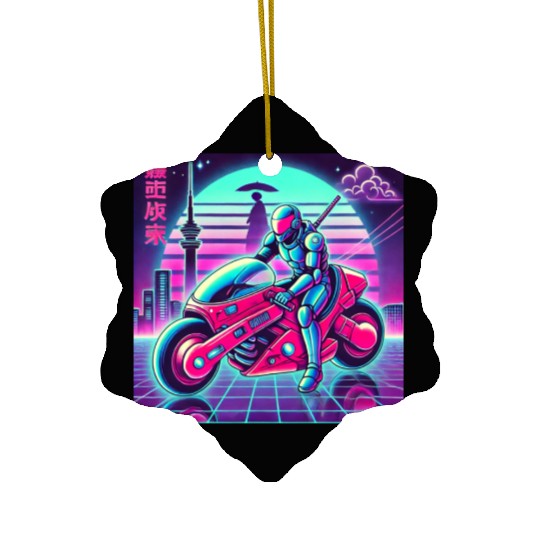 Cyberpunk Neon Rider Ceramic Ornaments