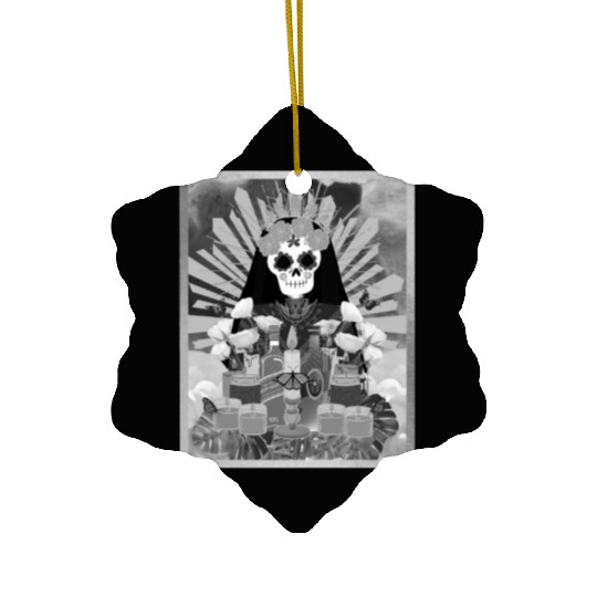Butterfly Black and White Santa Muerte Ceramic Ornaments