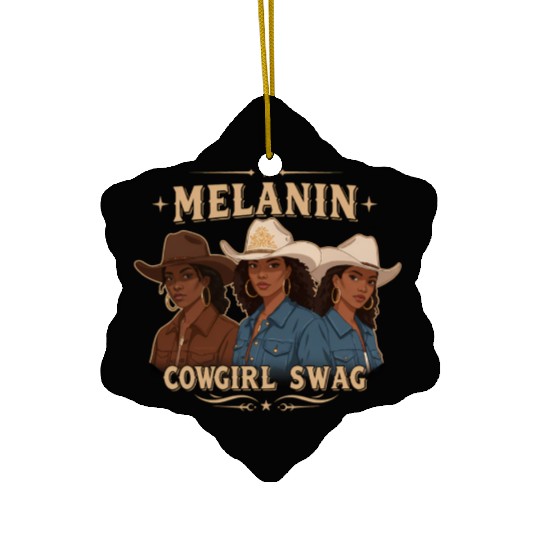 African American Melanin Cowgirl Swag Rodeo Ceramic Ornaments