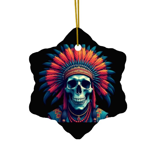 Feathered Skull Ceramic Ornaments