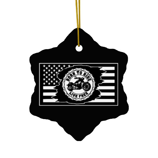 American Flag Motorcycle Born To Ride Ceramic Ornaments