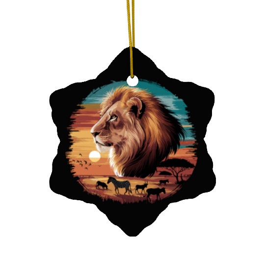 Majestic African Lion Safari Adventure Ceramic Ornaments