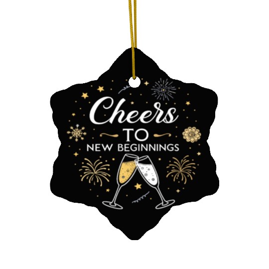 Cheers To New Beginings - Festive New Year's Eve Ceramic Ornaments