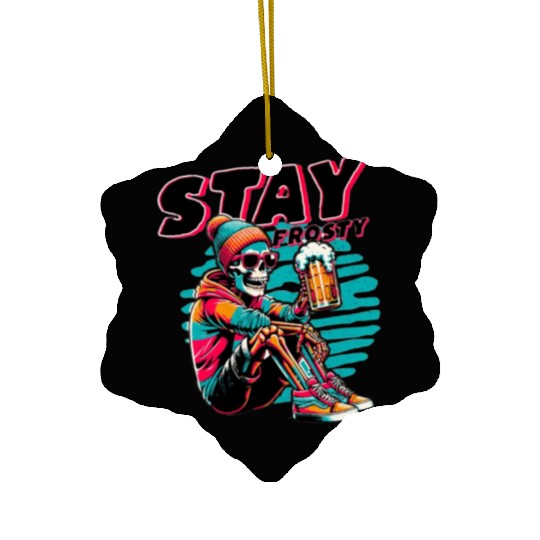 Skeleton with Beer - Fun and Edgy Ceramic Ornaments