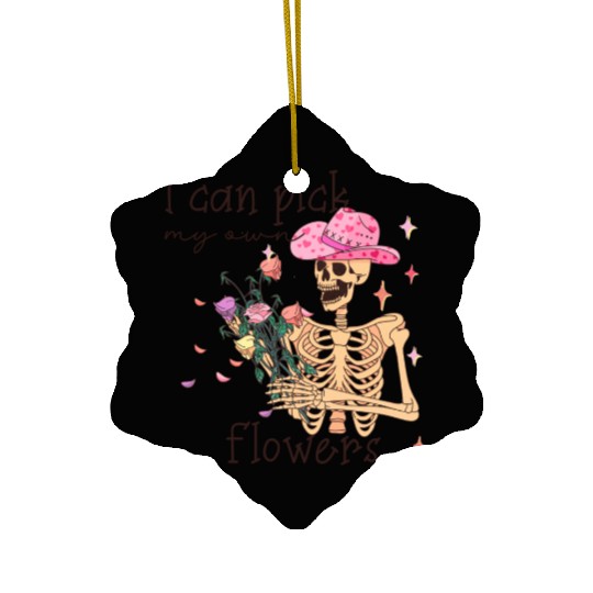 Funny Cowboy Skeleton with Flowers Ceramic Ornaments