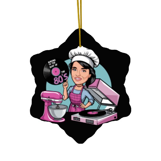 Baking to the Beat of the 80s Retro Music Baker Ceramic Ornaments