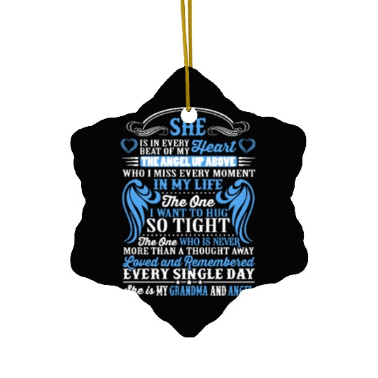 She is in every beat of my heart grandma and angel Ceramic Ornaments